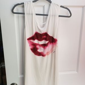 JUICY COUTURE XL WHITE TANK TOP WATERLIPS